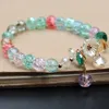Länkarmband söta rosa glasblå sprickmask smycken för kvinnliga tillbehör pulseras pulseira joyas blommor kristall bijoux mode
