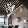 Chandeliers Home Appliance Decoration Luxury 3 Monkeys Chandelier Modern Black Monkey Hanging Lamps For Living Room Indoor Light Fixture