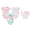 Set di abbigliamento Kavkas Summer Baby Girls Clothes Pagliaccetto con bavaglini Tuta per neonato in cotone per bambini Tuta per Born