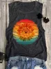 Damestanks Camis schattige zonsondergang zonnebloem tanktops vrouwen zomer zonnebloem grafische tanktops prachtige zonneschijn mouwloze T -stukken casual losse vest t230517