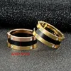 Bröllopsringar Fashion Jewelr Guldfärg Rostfritt stål Ring dubbelklipp keramiska romerska siffror för kvinnor älskar presentmanual zirkon