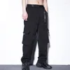 Pantalons pour hommes Hiver Lâche Jambe droite Culottes rétractables Pantalons hip-hop pour hommes alimentés par un ventilateur Grandes poches Jambes larges