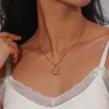 Pendant Necklaces High Quality Waterproof Tarnish Free Jewelry Turquoise Sun Rectangular For Women 18K Gold Plated Accessories