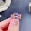 Anelli a grappolo Anello con pietre preziose di tanzanite naturale Argento sterling 925 per donna Stile pizzo Regalo d'amore Gioielleria raffinata di lusso