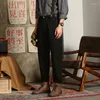 Herenbroek Japanse casual overalls voor heren jeugd elastische schorsingen kaki jumpsuit los rechte broek vintage gentleman vrije tijd