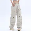 Women's Jeans American High Street Retro Multi-Pocket Overalls Women's Street Hip-Hop Trend Straight Wide-Leg Pants Couple Casual Joker Jeans 230516