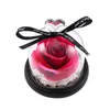 Kwiaty dekoracyjne sztuczny kwiat róży walentynkowy lampka szklana kopuła nocna ozdoba