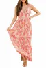 Robe taille empire sans manches à col en V imprimé floral c16S #