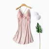 Women's Sleepwear Women Nightdress Satin Intimate Lingerie Lace Strap Nightgown Sexy Sleep Dress Perspective Home Dressing Gown Nightwear