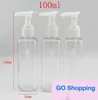 100 ml x 50 mode transparante vierkante crème lotionpomp plastic huisdier flessen containers, lege spuitcrème pompflessen, lotionfles