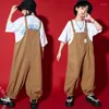 Stage Wear Teen Show Outfits Hip Hop Vêtements Tshirt Tops Streetwear Jumpsuit Pantalon Pour Fille Garçon Jazz Costumes De Danse Barboteuses Rave Vêtements