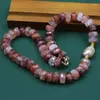 Pendant Necklaces Jewelry Natural Lepidocrocite Quartzs Faceted Rondelle Pink Keshi Pearl Necklace Handmade For WomenPendant