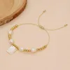 Link Bracelets Gold Plated Beaded Miyuki Bracelet Freshwater Pearl Shell Friendship Charm For Women Virgin Mary Mother Jewelry Gift