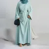 Etnik Giyim 2 Parça Abaya Kimono Eşleşen Müslüman Set Ramazan Abayas Kadınlar için Dubai Türkiye İç Hijab Elbise Afrika İslam Giyim Jilbab 230517