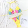 Fomentar as roupas de banho feminina de biquíni feminino Conjunto de estampas de splicing Swimsuit de duas peças de banho de banho magra de praia de moda para mulheres traje de feminino