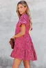 mini-robe nuisette à manches bouffantes à imprimé floral rose K3bo #