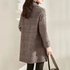 Delle donne di Lana 2023 di Autunno della Molla Cappotto di Lana Delle Donne di Modo Trench Plaid Double-Sided Giacca A Vento Allentato 4XL Capispalla Soprabito femminile