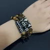 Charm Armbänder Natürliche tibetische Dzi Achate Heilung Schmuck Buddha Gebet Neunäugiges gelbes Tigerauge Edelsteine Stein männlich