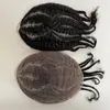 Indian Virgin Human Hair Replacement No. 8 Root Afro Corn Braids #1b Black Full Lace Toupee for old Blackman