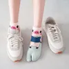 Women Socks Cartoon Pig Two Toe Thin Cotton Kawaii Harajuku Geta Ankel Low Tube