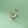 Rings de cluster feminino em prata 925 Sterling Animal Snake Jewellery feminina Fine Moda Ajustável Damas Rose Gold Color J8481