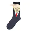 Calzini Trump Decor Funny Men Election Spoof President Calzino con calzini in cotone 3D per capelli finti Streetwear