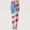 Active Pants Ladies' Fourth Of July Leggings sportivi stampati Yoga Flare per donna Cotone