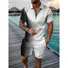 Fatos de treino masculino conjunto camiseta casual polo zip manga curta t-shirts e shorts masculino terno verão roupas treino vetement homme