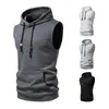 Men's Hoodies Asian Size Spring 2023 Casual Men's Jacquard Hooded Sweatshirt Sleeveless Solid Color Knit Hoodie Pullover Vest M-4XL