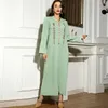 Vêtements Ethniques Robe À Capuche Vert Menthe Diamant Robes Longues Moyen-Orient Caftan Marocain Mode Vestidos Arabes Dubai Y Turcos Abayas Pour