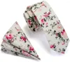 Bow Ties Ricnais Cotton 6cm Slim Pocket Square Slips Set Red Bule Floral Print handduk för män Party Skinny Neck Tie