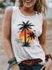 Kadın Tankları Camis Beach Tank Üstleri Kadınlar İçin Komik Kolsuz Grafik Tees Sıradan Yaz Mektubu Baskı Egzersiz Tatil Tosun Toss Coconut Tree T230517