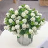 Decoratieve bloemen 11 Pink Silk Roses Simulatie Bruid vasthouden Pieter Fake White Home Wedding Christmas Decoratie