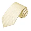 Noeuds papillon Champagne Ivoire Solide Hommes Cravates De Luxe 8.5 cm De Large Cravate De Mariage En Soie Poche Carré Boutons De Manchette Ensemble Broche Cadeau Pour Hommes Hi-Tie