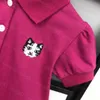 23ss enfants vêtements de créateurs filles robe princesse robes robe d'été chaton broderie manches courtes robes polo vêtements de haute qualité pour enfants