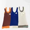 2023-Women Tank Top Designer Top Applique Kamizel Bez rękawów Oddychany dzianinowy kontrast Kolor Pullover Sport TEE TOES Outdoor Singlet Dzianin Thirt 3 kolory