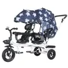 Strollers# Mtifunction Baby Twin Trolley Three Wheel Stroller Double Tricycle Rotating Swivel Seat Pushchair Bies7663380 Drop Delive Otfkw