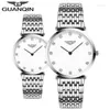 Montres-bracelets Couple Montre Ensemble GUANQIN Classique Ultra Mince Femmes De Luxe En Acier Inoxydable Étanche Quartz Hommes Montre-Bracelet Amoureux GiftWris