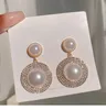 S3662 Bijoux De Mode Dangle Faux Perle Boucles D'oreilles Pour Les Femmes S925 Argent Aiguille Strass Boucles D'oreilles