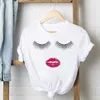 Détail grande taille femmes vêtements Designer t-shirt 2023 été col rond oeil impression chemises blanches à manches courtes dames haut bas