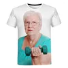 T-shirts pour hommes créatifs drôles impression 3d T-shirt mignon grand-mère sucette glacée chemise décontractée haut surdimensionné ample