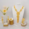 Bröllop smyckesuppsättningar lyxiga kristallblomma Dubai Guldfärgsmycken för kvinnor brudlångtvassade halsbandsuppsättningar afrikanska arabiska bröllopsfestgåvor 230516