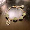 Charm Armband Real Gold Electricating Lucky Round Plate Agate Armband Retro Simple