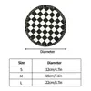 Bordmattor Checkerboard Printed Mat Round Anti-Slip Silicone Placemat Foldbar Anti-Scald Cup Protection Pad For Home Decor