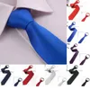 Pajaritas Hombres Pre-atado Cremallera Corbata Flaco Sólido Fácil Estrecho Novio Fiesta Hombre Vestido Compromiso Corbata Negro Rojo Plata Color 2023