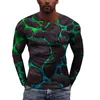 T-shirt da uomo Casual Top Shirt Street Stampa digitale 3D Top Girocollo Manica lunga Caldo Morbido Quotidiano Inverno Uomo Camicette