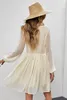 white Floral Mesh Splicing Lined Flowy Dress w0Ph#