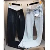 Women's Jeans Spring And Summer Elastic Double Waist Personalized Button Straight Pants Female