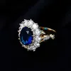 Bant halkaları nasiya yeni tasarım romantik lüks yüzük altın renk 10x12mm büyük oval safir değerli taşlar moda güzel mücevher toptan j230517