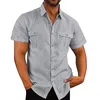 Mäns T-skjortor Bomull Linen Men's Short Sleeve Shirt Summer Solid Standing Neck Casual Beach Style Plus Size M-3XL